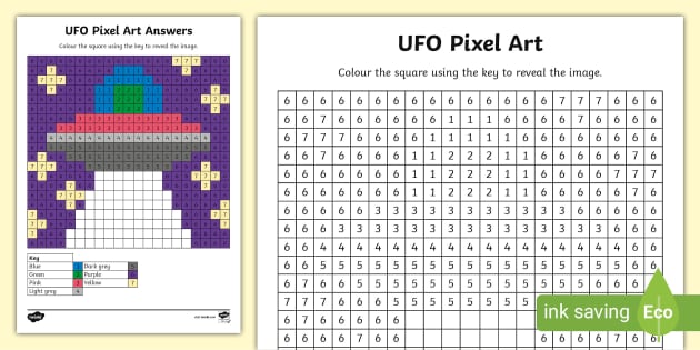 Free Ufo Pixel Art Template Teacher Made Twinkl