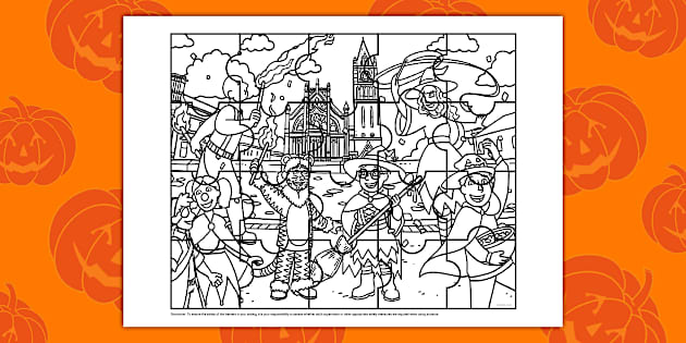 Halloween Colouring Jigsaw Puzzle (teacher made) - Twinkl