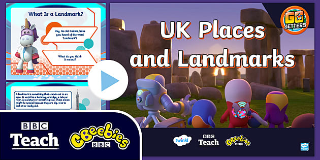 FREE! - CBeebies Go Jetters | UK Places & Landmarks PowerPoint | Twinkl