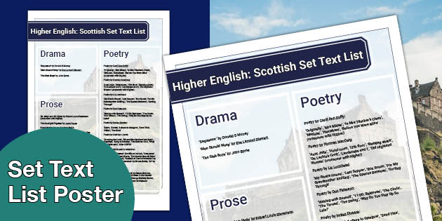 Scottish Text Examples Higher English: Scottish Set Text List