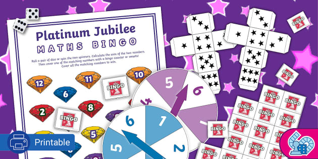 Platinum Jubilee Roll and Cover Maths Dice Game for Addition