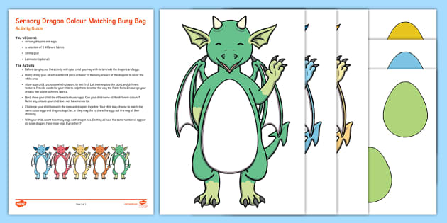 Sensory Dragon Colour Matching Busy Bag Resource Pack for Parents