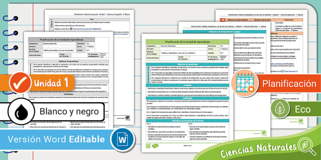 Planificación Unidad 1 Ciencias Naturales 1º Básico