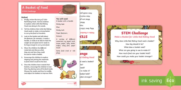 Make A Basket For Little Red Riding Hood Stem Activity And Prompt Card Pack