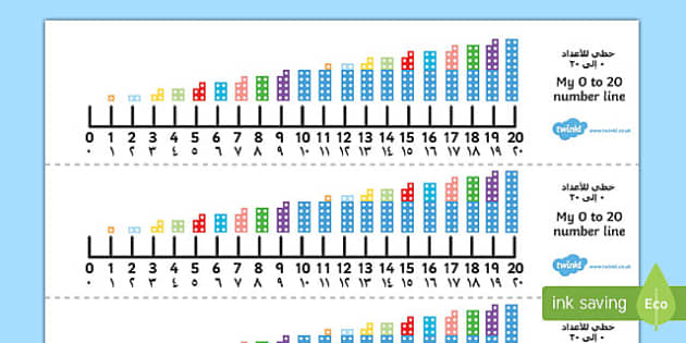 number line 0 20 counting number shapes arabicenglish