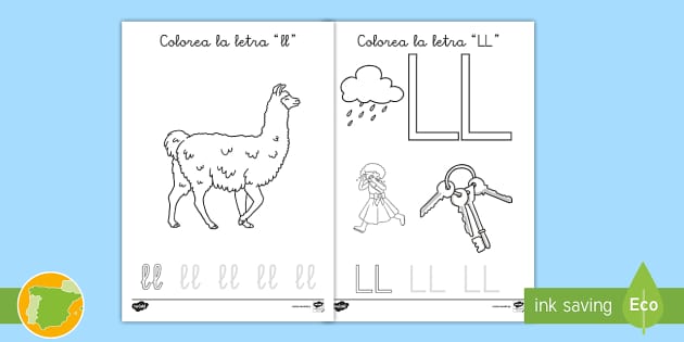 Hoja de colorear: La letra ll (Hecho por educadores)