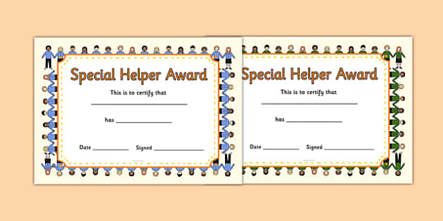 Special Helper Award Certificates Special Helper Award   T C 228 Special Helper Award Certificate Ver 1 