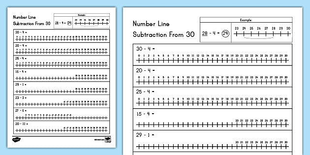 number line subtraction from 30 activity teacher made