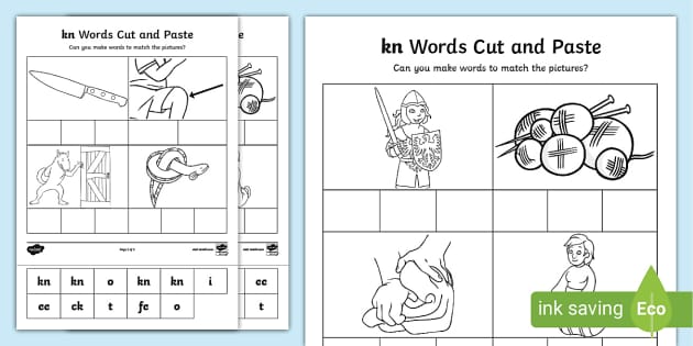 Forvirre gå på arbejde kompression kn' Sound Cut and Stick Worksheet (teacher made) - Twinkl