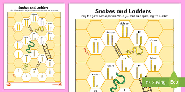 Make & Play Snakes n Ladders Game - Place Value & Counting - 2