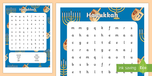 Hanukkah Word Search Teacher Made