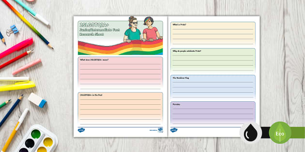 2SLGBTQIA+ Junior/Intermediate Fact Research Sheet - Twinkl