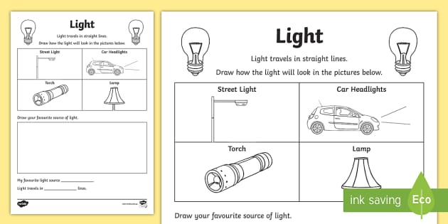 Light Worksheet (teacher made) Twinkl