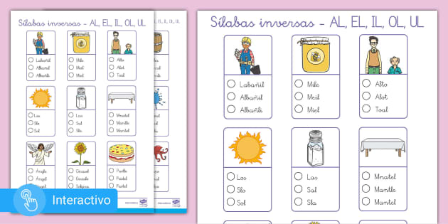 PDF interactivo: Silabas inversas (teacher made) - Twinkl
