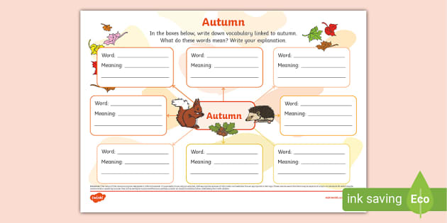 Autumn Vocabulary Mind Map (Teacher-Made) - Twinkl