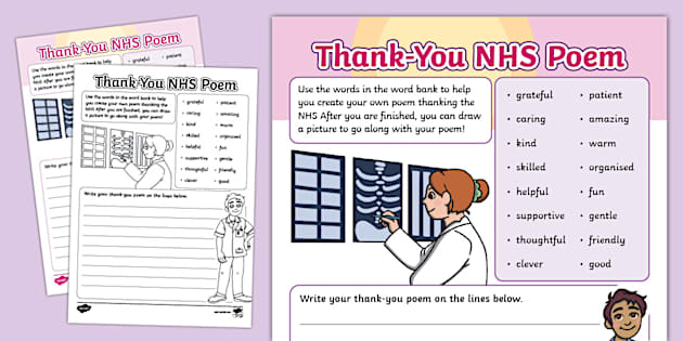 * NEW * Thank You NHS Poem Writing Template (teacher made)