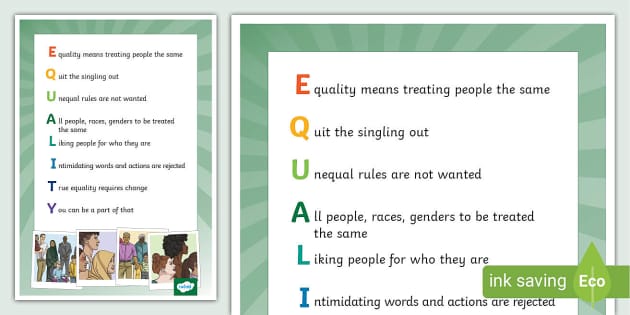 Equality Acrostic Poem Example (Teacher-Made) - Twinkl