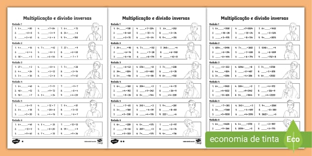 Atividades De Matemática 4 Operações  Atividades de multiplicação,  Matemática, Atividades de matemática