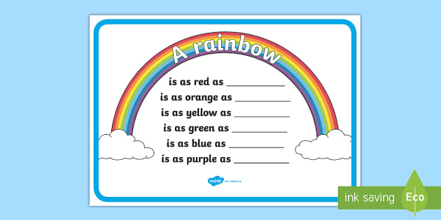 Rainbow Simile Poem KS1 Template - Primary Resources