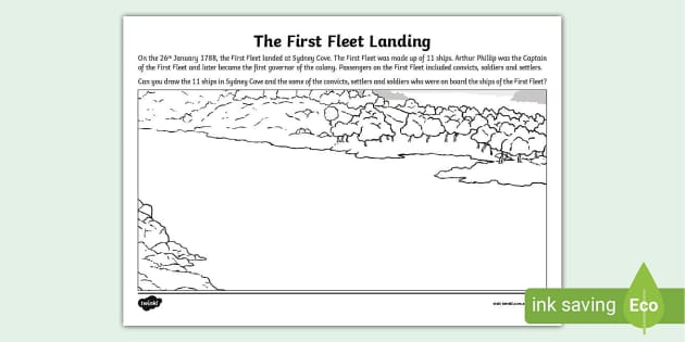 First Fleet Landing Worksheet Hass Twinkl