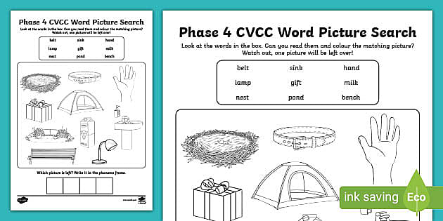 Phase 4 Cvcc Word Picture Search Activity Teacher Made