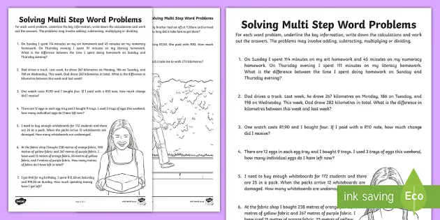 Multi Step Math Word Problems For 5Th Grade Jon Jameson s English 