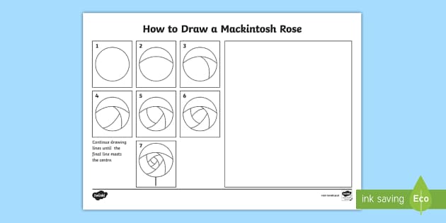 CfE Second Level How to Draw a Mackintosh Rose Worksheet