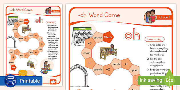 Grade 1 Phonics: -ch Printable Game (teacher Made) - Twinkl