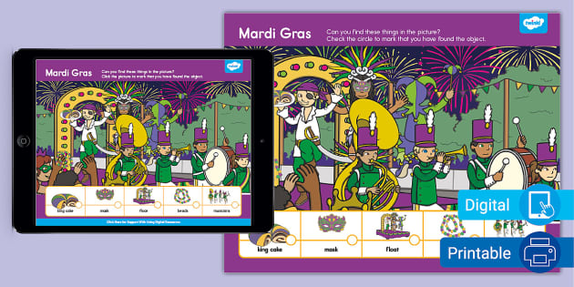 Mardi Gras digital game - Powerpoint, Google drive, PDF