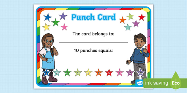 Printable Punch Cards for Kids - Free Word Work