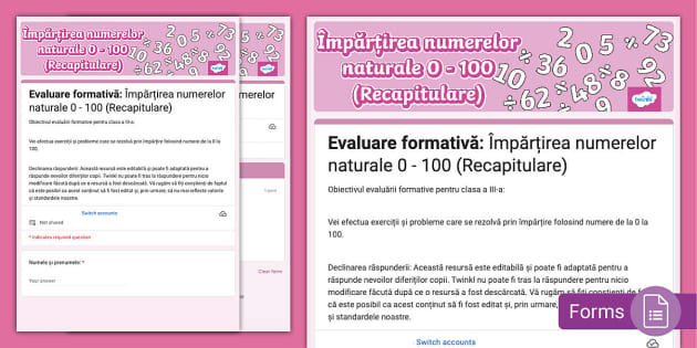 impartirea numerelor naturale 0 100 clasa 3 evaluare