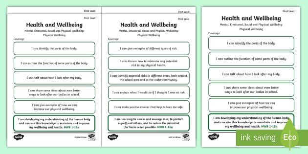 CfE First Level Health and Wellbeing (Physical Wellbeing) Child-Friendly