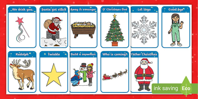 Christmas Cue Cards For Singing - Christmas Carols Primary Resources