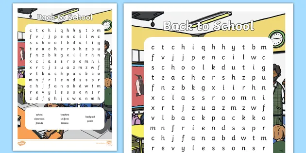 Back To School Word Search Primary Resources Ks1