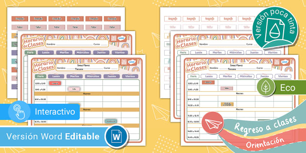 Horario De Clases Versión Arcoiris Vuelta A Clases 0743