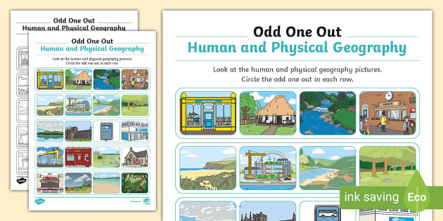 Human And Physical Geography Odd One Out Worksheet - Twinkl