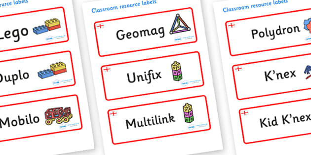 FREE! - England Themed Editable Construction Area Resource Labels