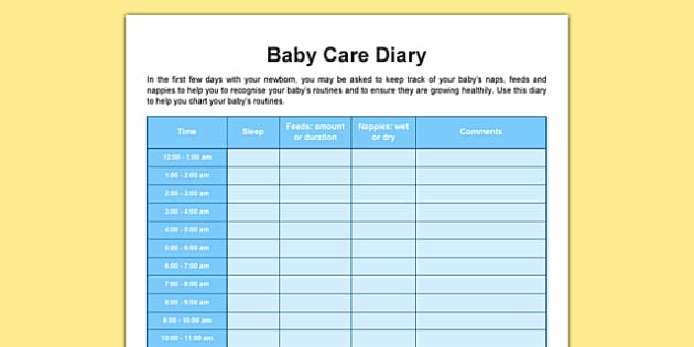 Baby Care Diary (teacher made) - Twinkl