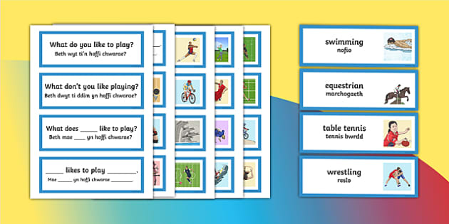 Sports Language Patterns Word Cards Bilingual Resource