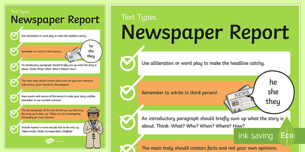 Newspaper report. Types of newspapers. Types of articles in newspapers. Types of News.