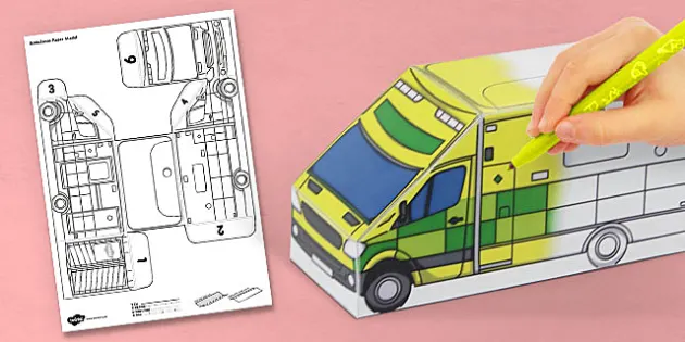 3D Ambulance Paper Model Activity (teacher made) - Twinkl
