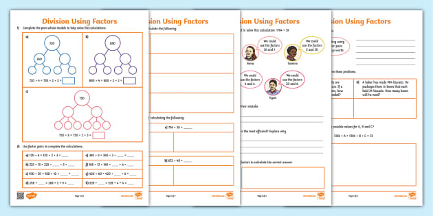 👉 KS2 Division Using Factors Activity Sheet - Twinkl