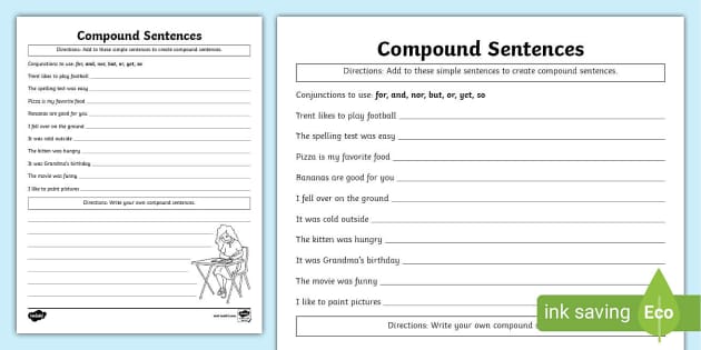 compound sentences 1st grade