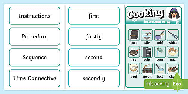 Level 2 Writing - Procedural (Instructional) Writing Word Cards