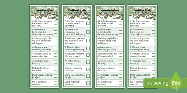 Features of an Adventure Story Checklist - Twinkl - KS2