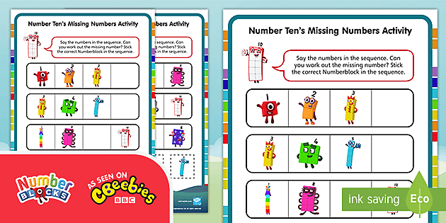 numberblocks number 10 s missing numbers activity
