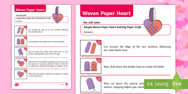 simple woven paper heart activity paper craft