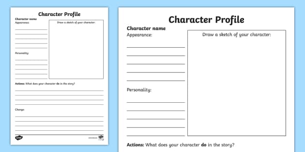 Character Profile Template Primary Resources Twinkl