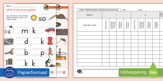 Graad 1 Klankeprogram Week 6 Assesseringspakket - Twinkl