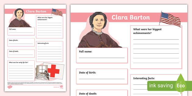 Clara Barton Fact File Template (teacher made) - Twinkl